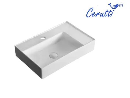 Раковина накладная CeruttiSPA, CR0017 (605х380х120) белая, прямоугольная, с отверстием под смеситель