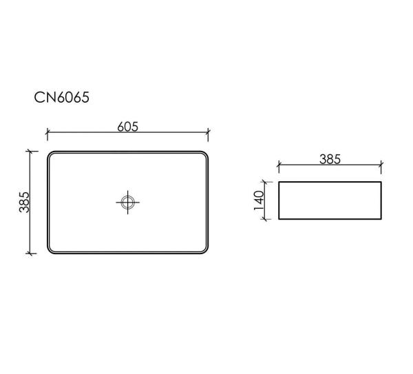 Умывальник чаша накладная прямоугольная со сливом переливом Element 605x385x140мм