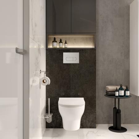 Инсталляция с унитазом VitrA Zentrum Round  9879B003-7200 комплект 4 в 1 с сиденьем микролифт безободковый цвет клавиши глянцевый хром