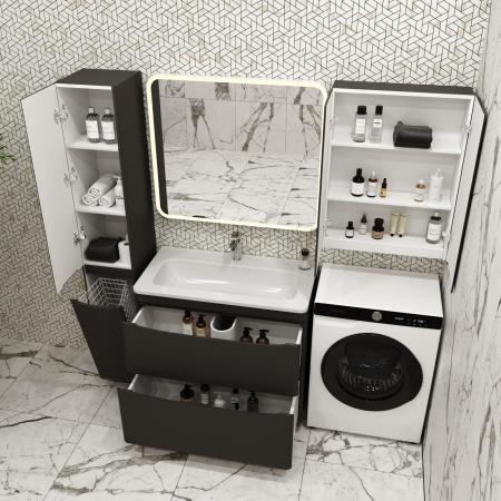 Тумба напольная Style Line Бергамо мини 90 (2 ящ.) Люкс антискрейтч черный, PLUS