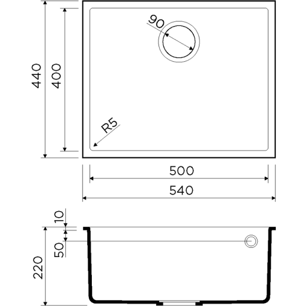 Кухонная мойка Omoikiri Bosen 54-U-BE 4993162, 540х440, ваниль