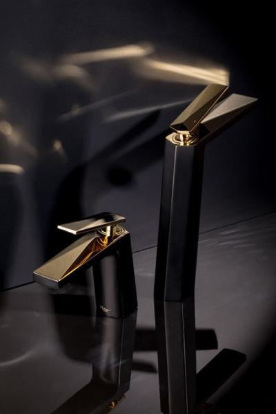 Смеситель для раковины высокий Boheme Venturo черный/золото 382-B