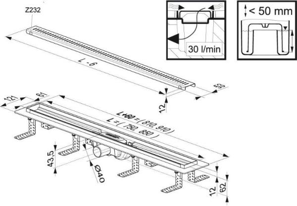 Дренажный канал OZP RAVAK Zebra 850 X01434