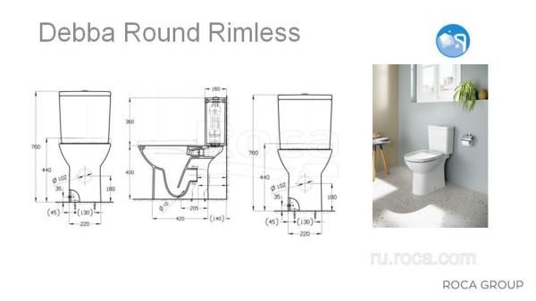 Унитаз (чаша) Roca Debba Round напольная rimless 34299P00Y