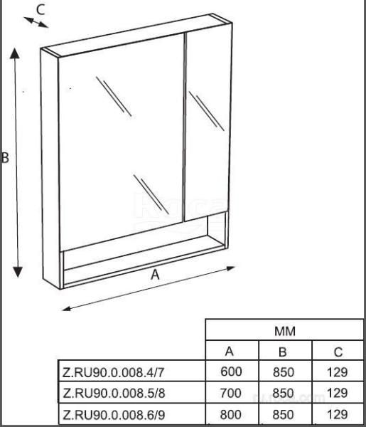 Зеркальный шкаф Roca The Gap 70 белый глянец ZRU9302886
