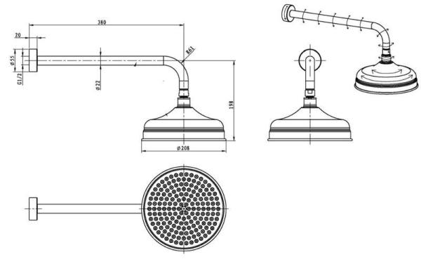 Верхний душ Boheme Imperiale 411 золото (20см)