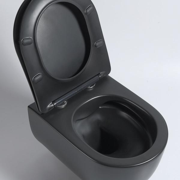 Унитаз подвесной Vincea Evo VT1-34SMB безободковый, цвет черный матовый, ультратонкое soft-close сиденье