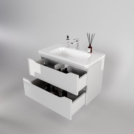 Тумба подвесная Style Line Марелла 80 (2 ящ.) Люкс антискрейтч белый глянец, PLUS