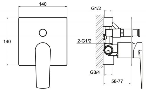 Смеситель для душа BELBAGNO CARIN CAR-BASM-CRM хром