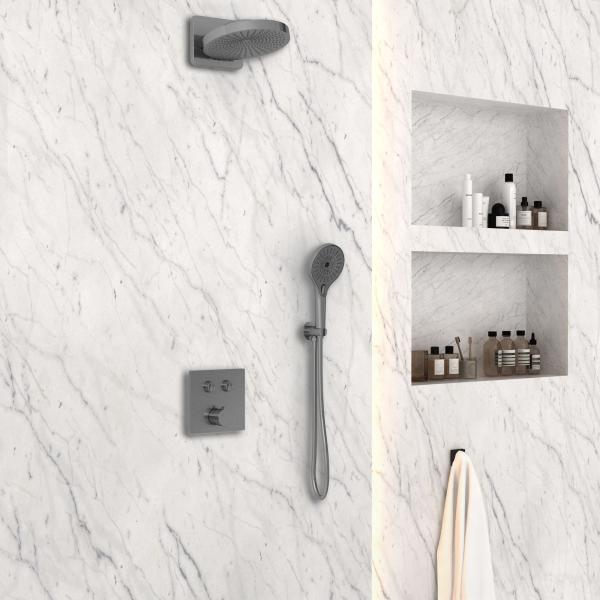 Душевой комплект Vincea Inspire VSFW-4I211GM встраиваемый, вороненая сталь