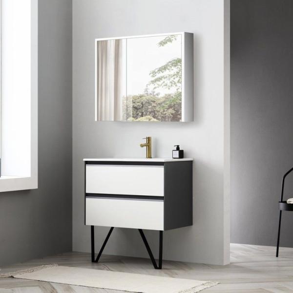 Зеркальный шкаф ESBANO ES-5008NS LED подсветка сенсор, с розеткой 800x700X140