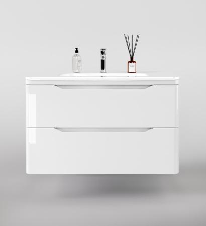 Тумба подвесная Style Line Марелла 90 (2 ящ.) Люкс антискрейтч белый глянец, PLUS