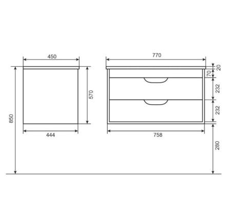 Тумба под раковину для ванной Uperwood Modul 80 см, подвесная, глянцевая, белая