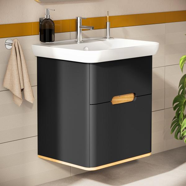 Тумба с раковиной  VitrA Sento  60834 65 см матовая антрацит МДФ