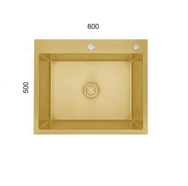 Кухонная мойка Gappo GS6050-3 60x50 сатин золотой нерж.сталь