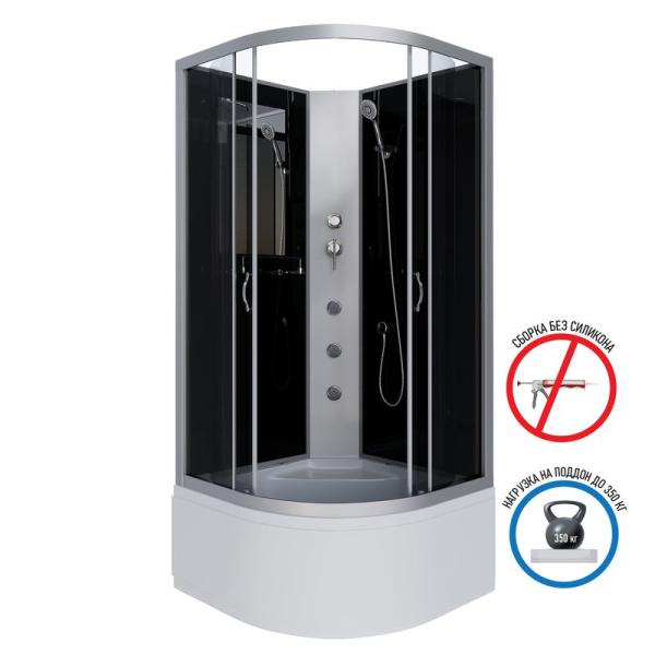 Душевая кабина Niagara NG-2509-14BKG 1000х1000х2000 высокий поддон 40см стекло тонированное
