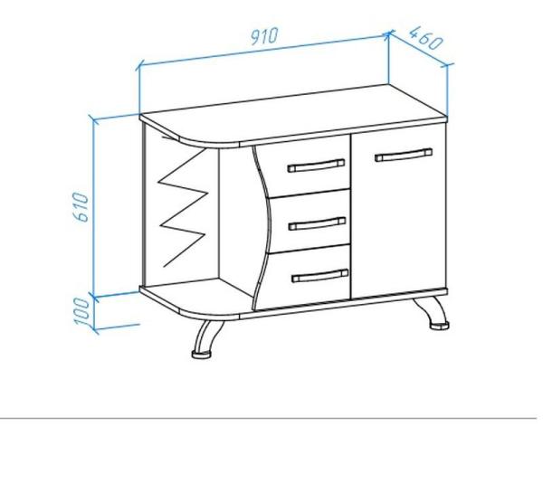 Тумба под раковину Bellezza Рио 90 R напольная с 3 ящ. белая/черная