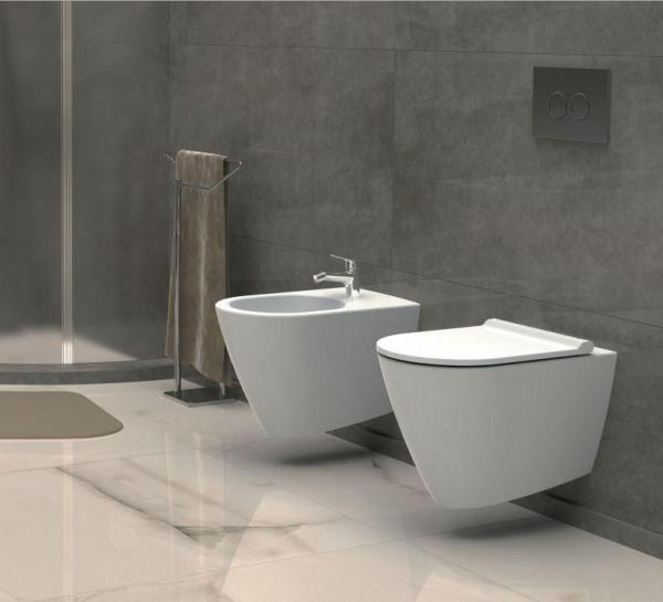 Унитаз BeWash ALESTA подвесной безободковый с форсункой биде со встроенным смесителем сиденье микролифт ALKA054H1VE0W5SZ0