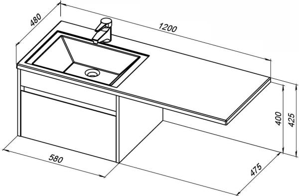 Тумба под раковину Aquanet Токио 58 белый (подвесная, 1 ящик)