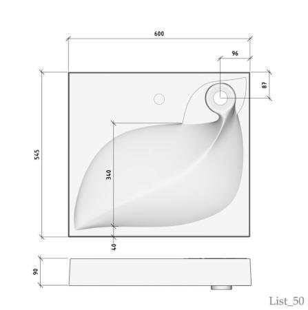Раковина Madera над стиральной машиной List 60*55 с кронштейнами