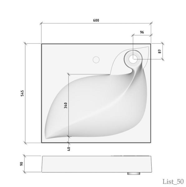 Раковина Madera над стиральной машиной List 60*55 с кронштейнами
