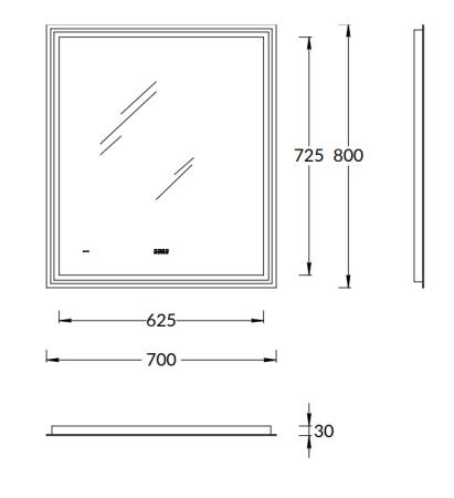 Зеркало Kerama Marazzi TECNO ТЕКНО TE.mi.70 c LED 70 с подсветкой, с функцией антизапотевание, белый глянцевый