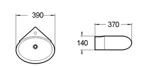 Раковина SantiLine SL-2021 39x37 подвесная керамическая Белый