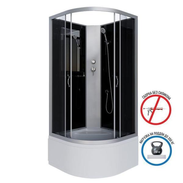 Душевая кабина Niagara NG-2507-14BK 800х800х2000 высокий поддон 40см стекло тонированное