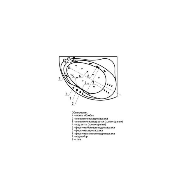Ванна АКВАТЕК Альтаир 160х120 НМ (пневматика) правая