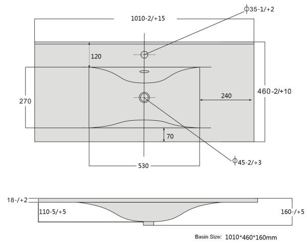 Раковина SANVIT r9100d накладная 102 см
