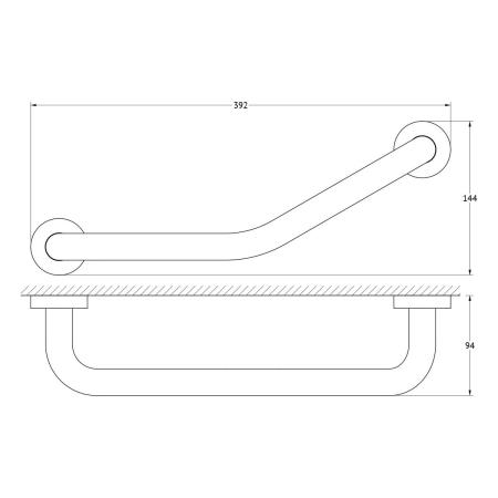 Поручень изогнутый ?25 mm/39 cm  ARTWELLE Harmonie HAR 043 хром