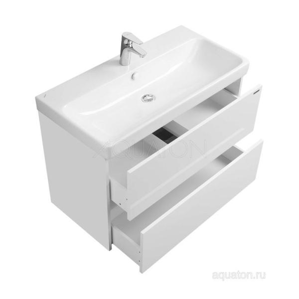 Тумба под раковину AQUATON Сканди 90 белый матовый, белый глянец 1A251901SD010