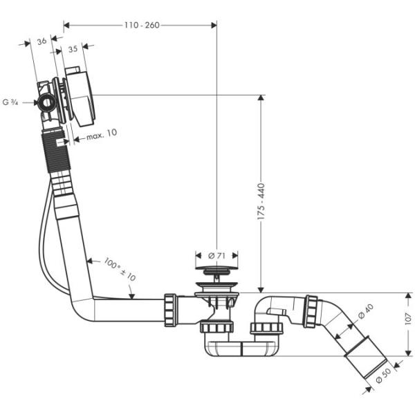 Hansgrohe Exafill S 58113000 налив/слив/перелив для ванны