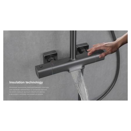 Душевая система Gappo G2495-79 c изливом термостат оружейная сталь верхний душ d26