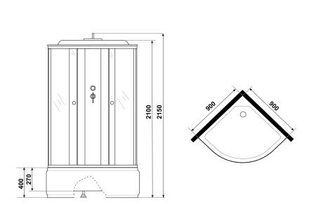 Душевая кабина Niagara Promo P90/40/MT (900х900х2150)
