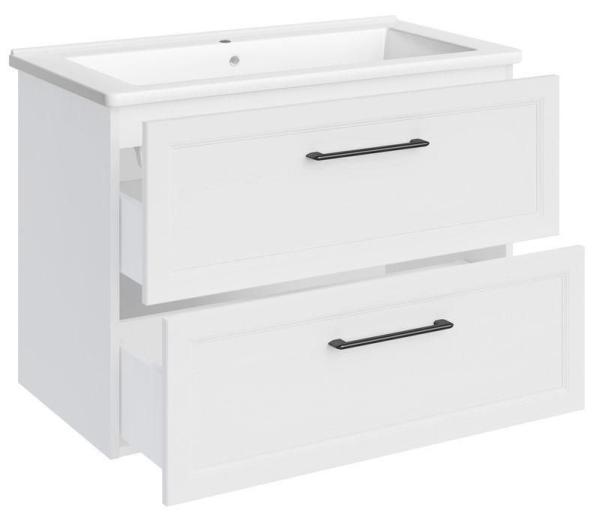 Тумба ASB-Mebel Белмонти 75 Ясень браш софт белый подвесная под умывальник Оскар 75