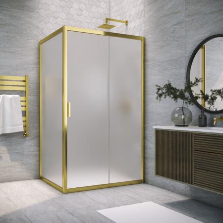 Душевой уголок Vegas-glass ZP+ZPV TUR NOVO 120*80 09 10, профиль золото глянцевое, стекло сатин