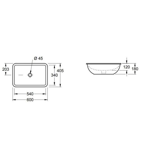 Раковина Villeroy&Boch Loop&Friends CeramicPlus 54x34 подстольный 616300R1
