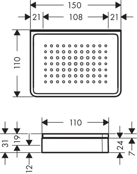 Axor Universal Accessories 42803000 Мыльница и полочка 150 мм для настенного монтажа и монтажа на рейлинге
