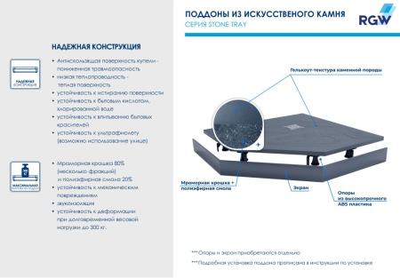 Душевой поддон трапеция RGW ST/T-G Графит 1000x1000 16155100-02 литьевой мрамор