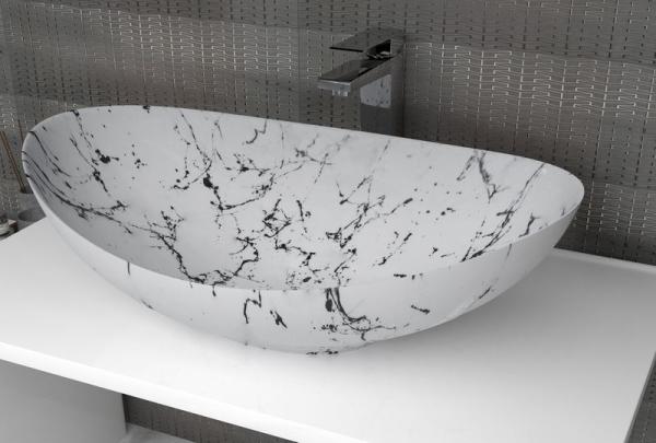 Раковина накладная Marko Ореол Белый Мрамор 578мм*380мм*160мм