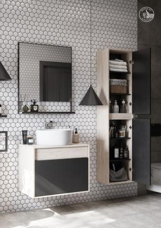 Тумба под раковину AQUATON Лофт Урбан 65 серый графит, дуб орегон 1A254001LQX60