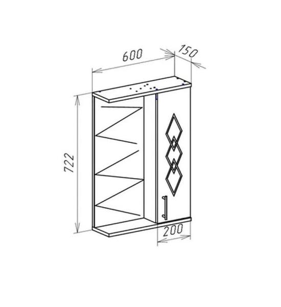 Зеркало-шкаф Bellezza Элеганс 60 L с подсветкой белый