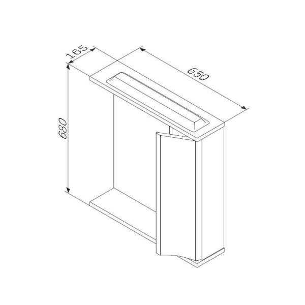 Зеркальный шкаф Am.Pm Like M80MPL0651WG 65 см с подсветкой,цвет белый глянец,левый
