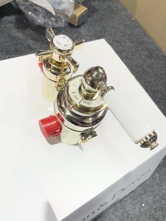 Devon Термостат наружнего монтажа, для душевой для стойки MARK318/2/MARK618, с ручкой белой, цвет: золото светлое