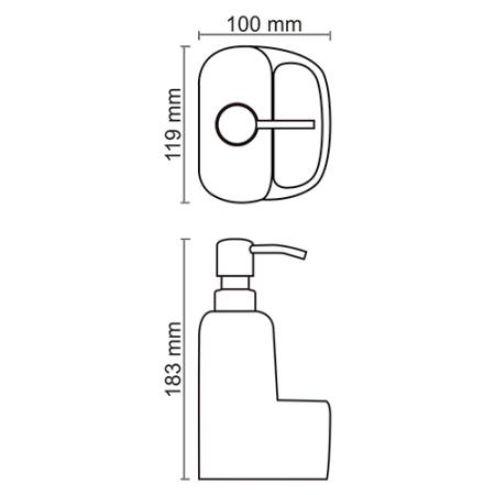 Дозатор моющего средства Wasserkraft K-8499 с емкостью для губки, 430 ml