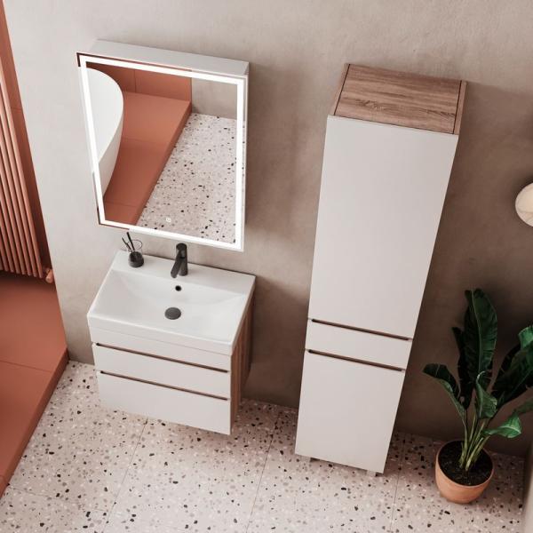 Тумба для ванной Volna Conty 70.2Y Белый/дуб сонома подвесная (9696) раковина отдельно