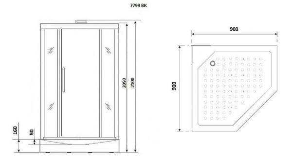 Душевая кабина Niagara Luxe NG-7799GBK (900x900х2100) низкий поддон стенки ЗОЛОТО БЕЗ КРЫШИ