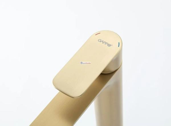 Смеситель для раковины Gappo G1048-32 высокий Сатин золотой