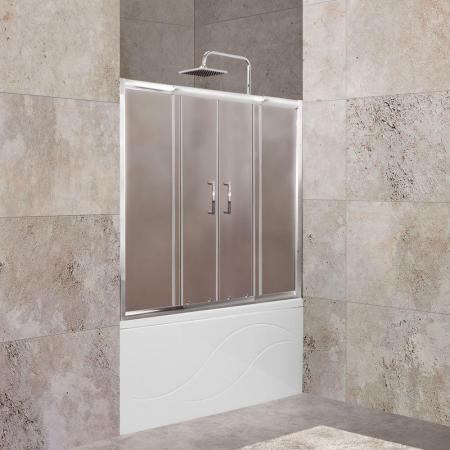 Шторка на ванну BelBagno UNIQUE 150-180 матовое стекло 5 мм профиль хром UNIQUE-VF-2-150/180-140-P-Cr